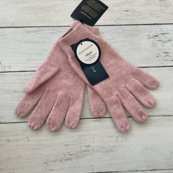 Touch Screen Compatible Gloves Charter Club 100% Cashmere Pink One-Size NWT - Picture 2 of 7